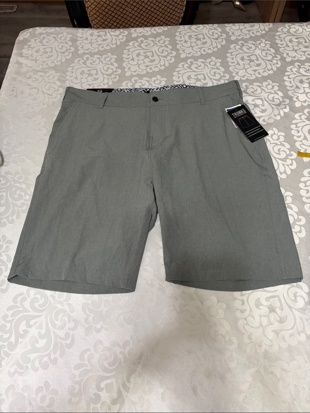 Trunks Men's Gray Flat Front Performance Shorts